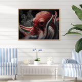 Portrait Of Red Mystical Octopus Photography - Octopus Framed Canvas Art