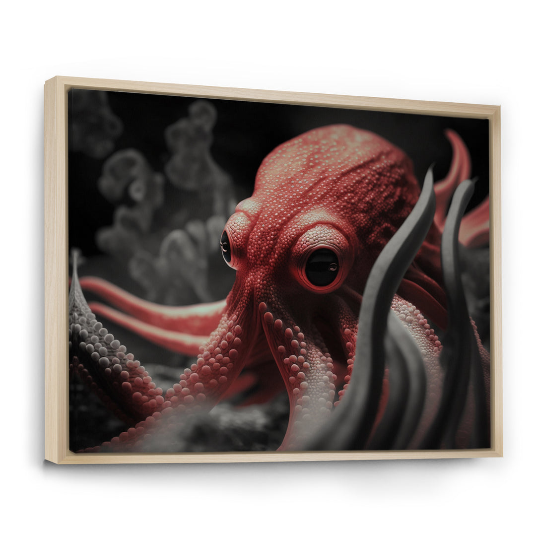 Portrait Of Red Mystical Octopus Photography - Octopus Framed Canvas Art