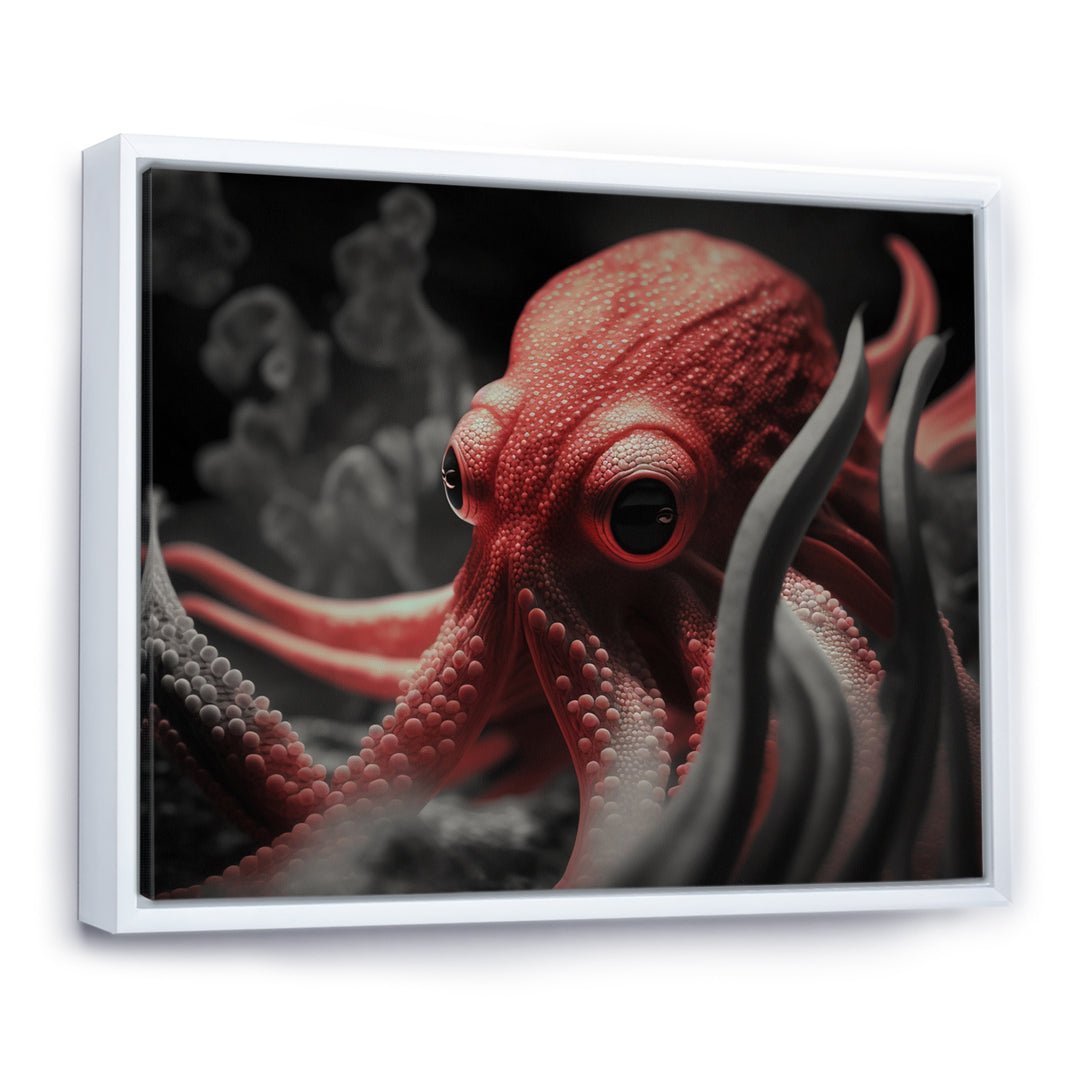Portrait Of Red Mystical Octopus Photography - Octopus Framed Canvas Art