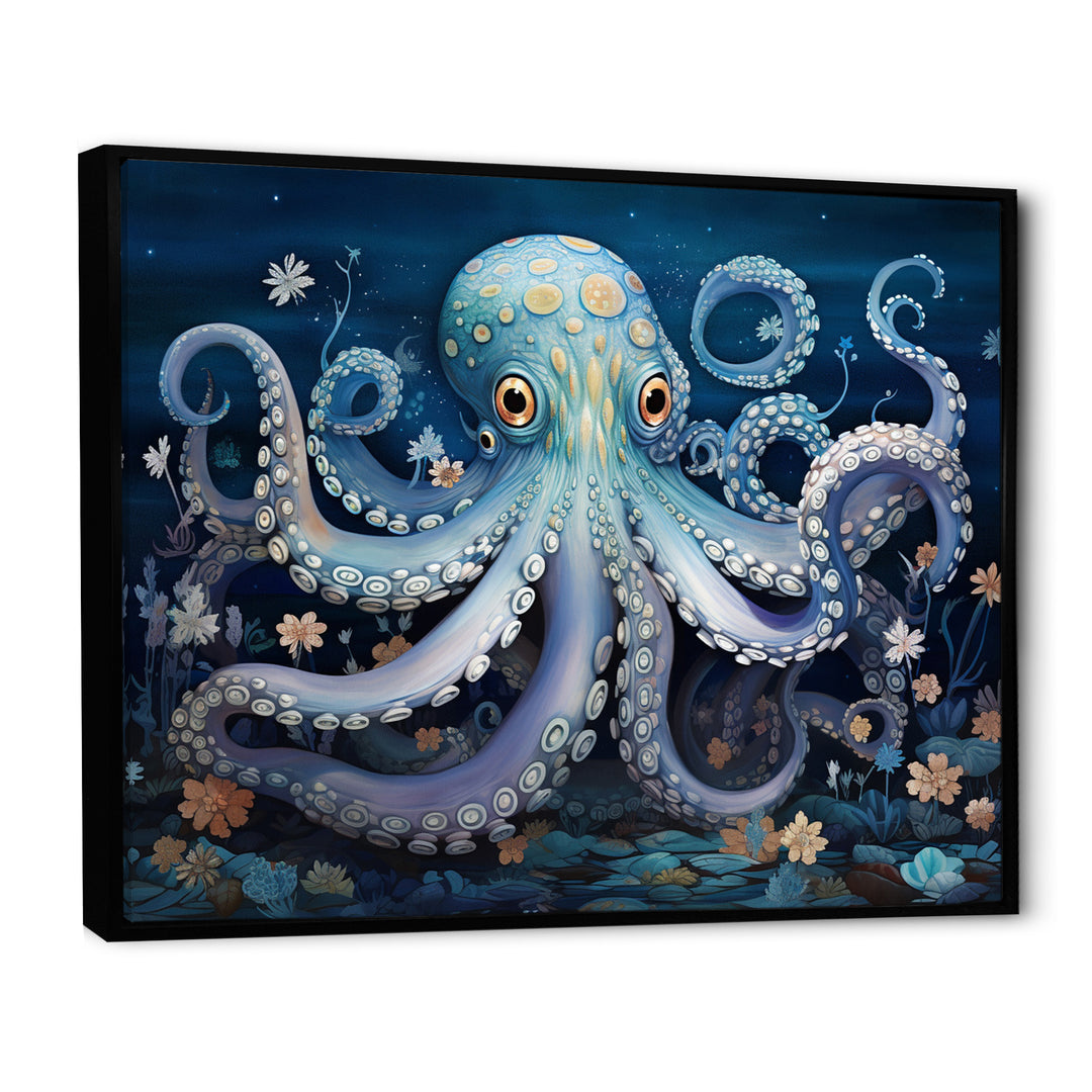 Ethereal Octopus In Deep See Illustration - Octopus Living Room Wall Art