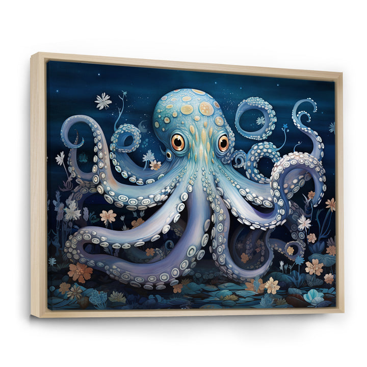 Ethereal Octopus In Deep See Illustration - Octopus Living Room Wall Art