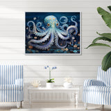 Ethereal Octopus In Deep See Illustration - Octopus Living Room Wall Art