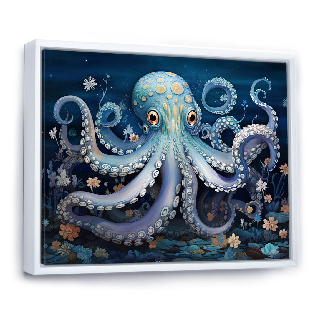 Ethereal Octopus In Deep See Illustration - Octopus Living Room Wall Art