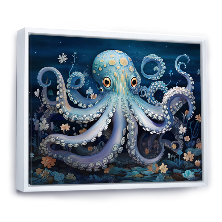 Ethereal Octopus In Deep See Illustration - Octopus Living Room Wall Art