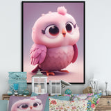 Cute Litte Pink Owl - Owl Canvas Wall Art