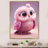 Cute Litte Pink Owl - Owl Canvas Wall Art