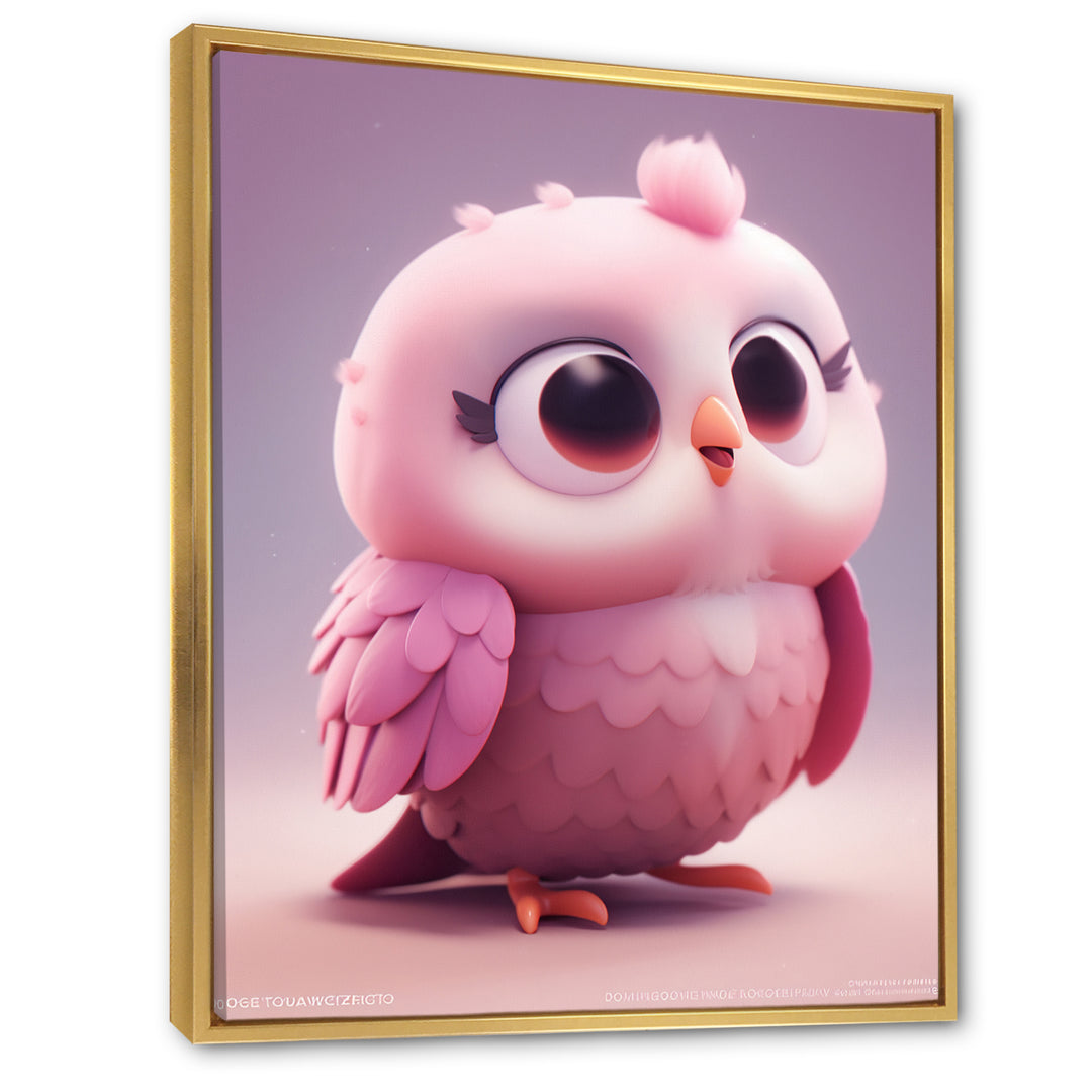 Cute Litte Pink Owl - Owl Canvas Wall Art