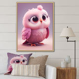 Cute Litte Pink Owl - Owl Canvas Wall Art