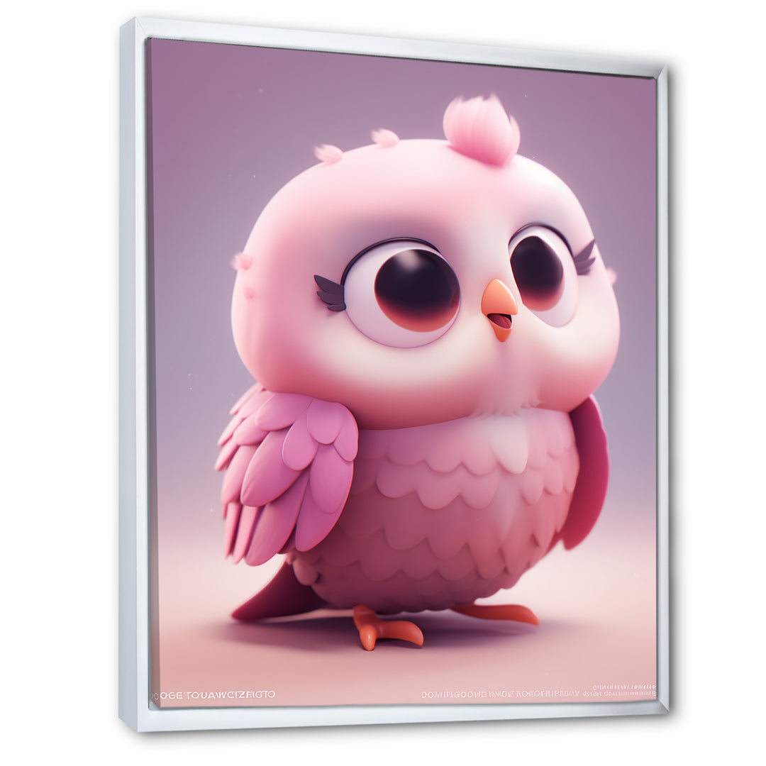 Cute Litte Pink Owl - Owl Canvas Wall Art
