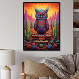 Glorious Owl Surrounded By Cacti In The Desert - Owl Wall Decor