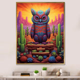 Glorious Owl Surrounded By Cacti In The Desert - Owl Wall Decor
