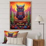Glorious Owl Surrounded By Cacti In The Desert - Owl Wall Decor