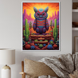 Glorious Owl Surrounded By Cacti In The Desert - Owl Wall Decor