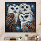 White Owl Gathering - Owl Large Canvas Wall Art