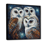 White Owl Gathering - Owl Large Canvas Wall Art