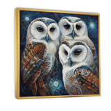White Owl Gathering - Owl Large Canvas Wall Art