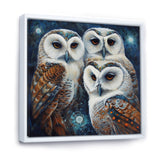 White Owl Gathering - Owl Large Canvas Wall Art