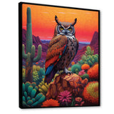 Portrait Of Mysterious Wise Owl In Dessert - Owl Canvas Wall Art