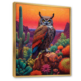 Portrait Of Mysterious Wise Owl In Dessert - Owl Canvas Wall Art