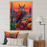 Portrait Of Mysterious Wise Owl In Dessert - Owl Canvas Wall Art