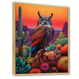 Portrait Of Mysterious Wise Owl In Dessert - Owl Canvas Wall Art