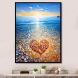 Vibrant Red Heart On Tropical Pebble Beach - Owl Canvas Wall Art