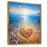 Vibrant Red Heart On Tropical Pebble Beach - Owl Canvas Wall Art