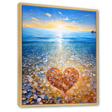 Vibrant Red Heart On Tropical Pebble Beach - Owl Canvas Wall Art