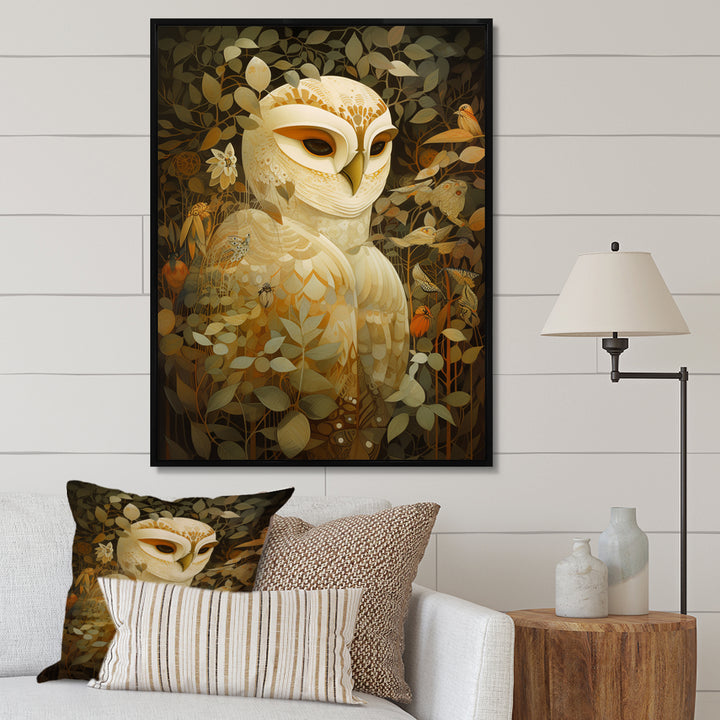 Retro Portrait White Owl Magic - Owl Wall Decor