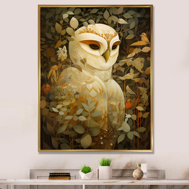 Retro Portrait White Owl Magic - Owl Wall Decor