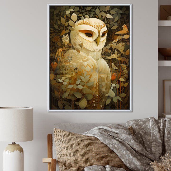 Retro Portrait White Owl Magic - Owl Wall Decor