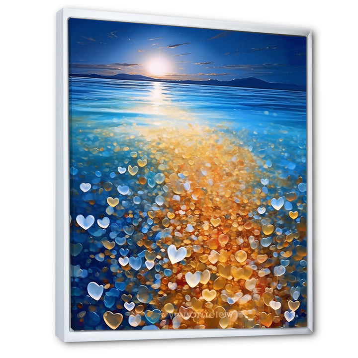 Little Hearts On Tropical Full Moon Beach - Owl Wall Art Prints