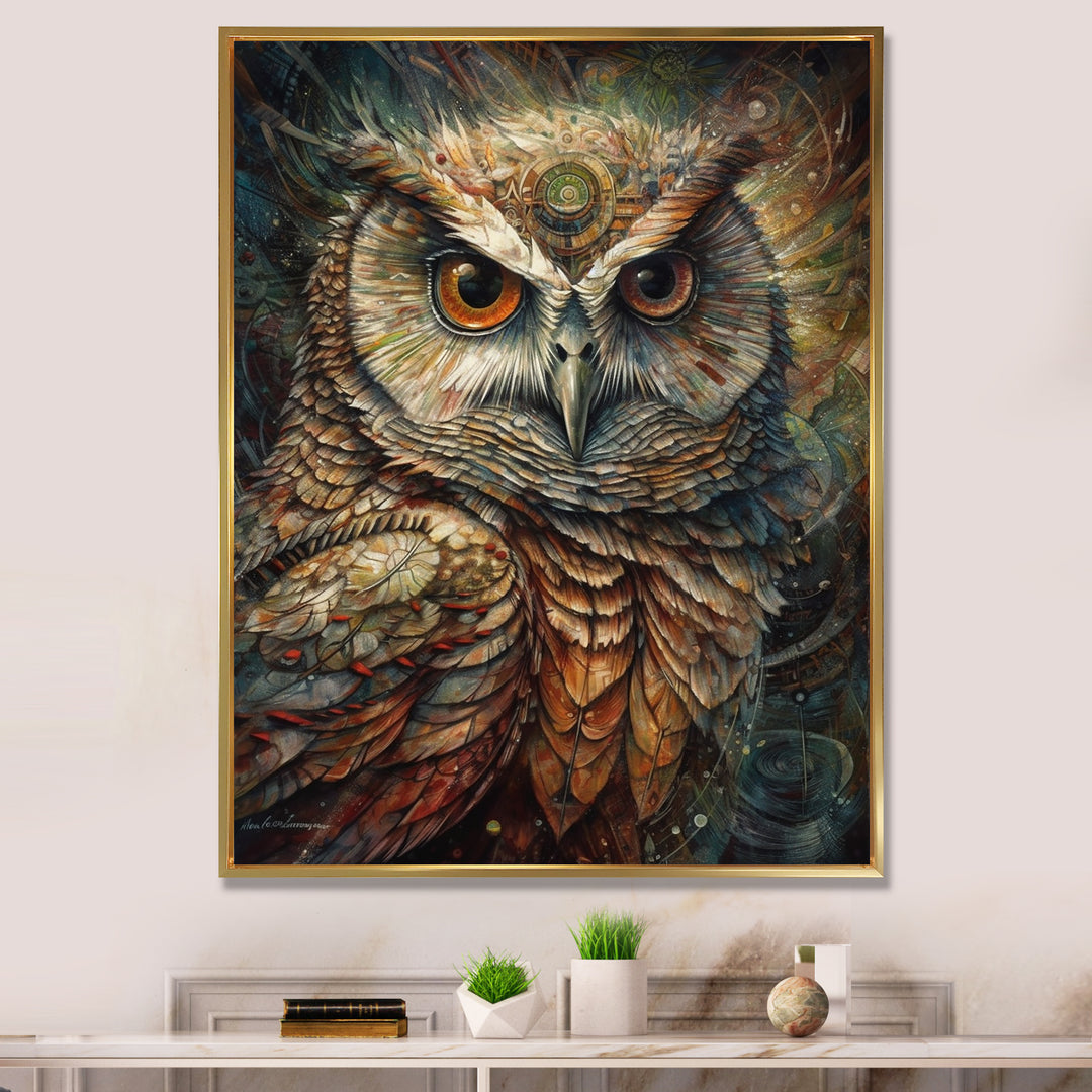Portrait Of Wise Magical Owl - Owl Home Decor Art