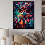 Portrait Of Psychedelic Wise Owl - Owl Canvas Wall Art