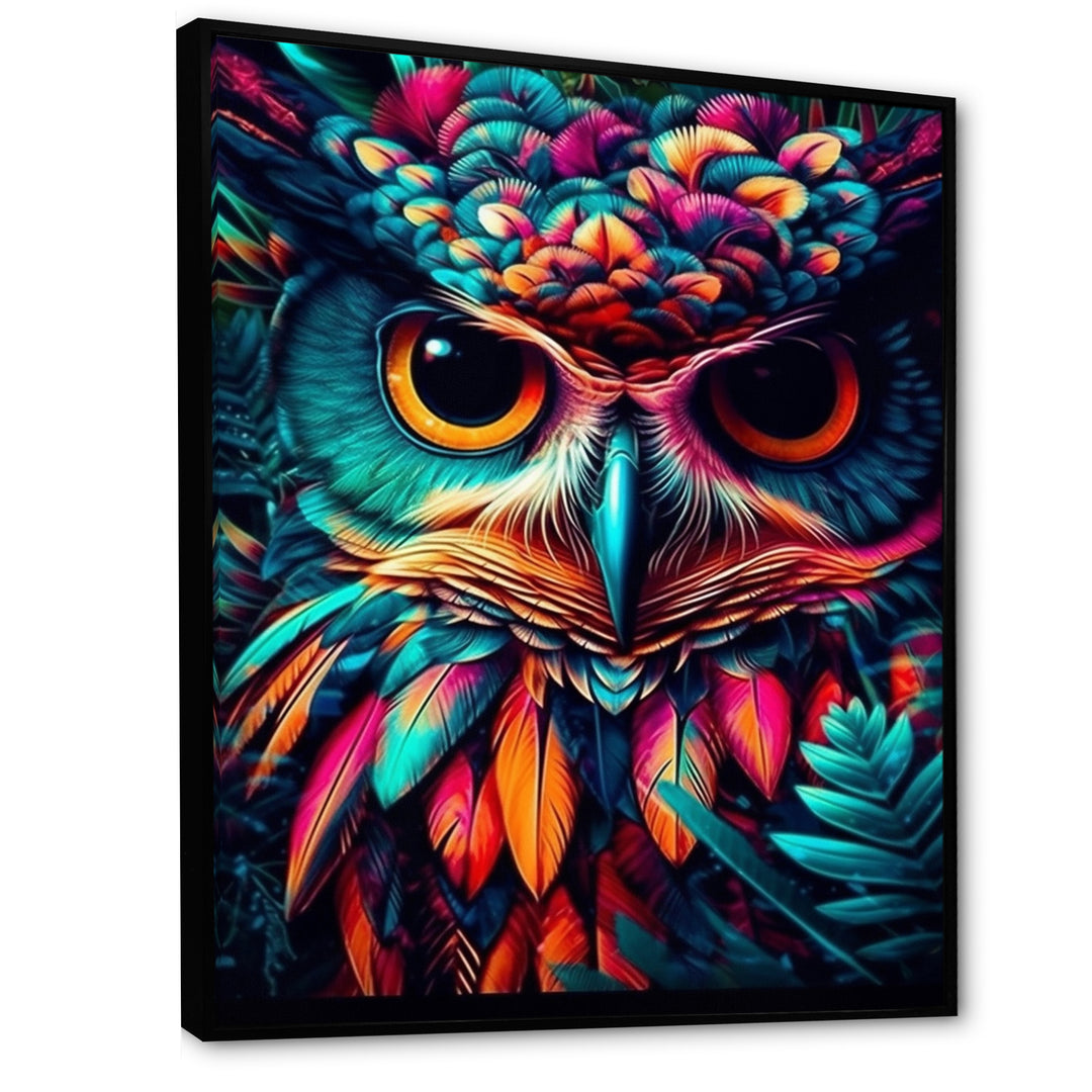 Portrait Of Psychedelic Wise Owl - Owl Canvas Wall Art