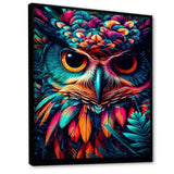 Portrait Of Psychedelic Wise Owl - Owl Canvas Wall Art