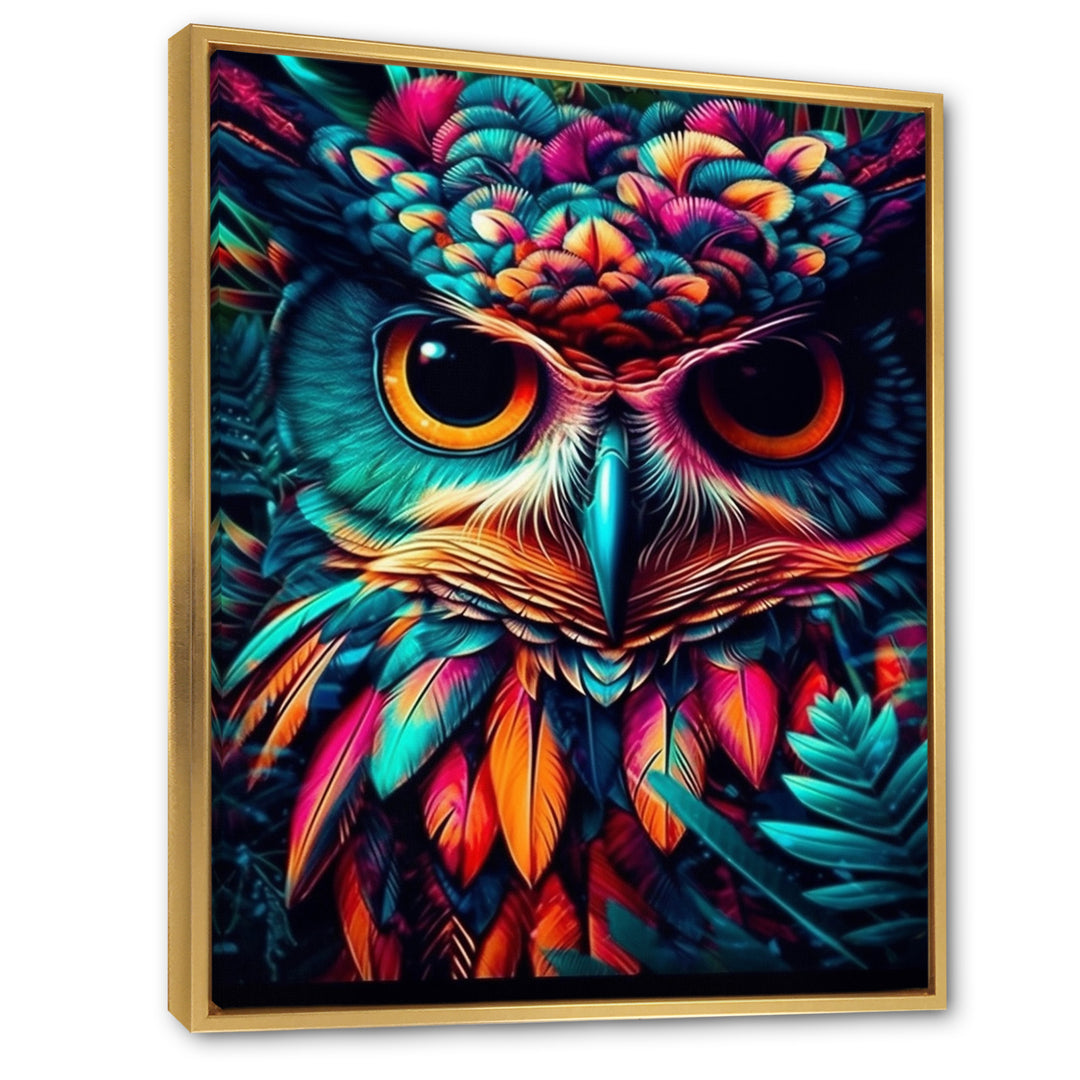 Portrait Of Psychedelic Wise Owl - Owl Canvas Wall Art