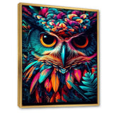 Portrait Of Psychedelic Wise Owl - Owl Canvas Wall Art