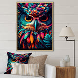 Portrait Of Psychedelic Wise Owl - Owl Canvas Wall Art