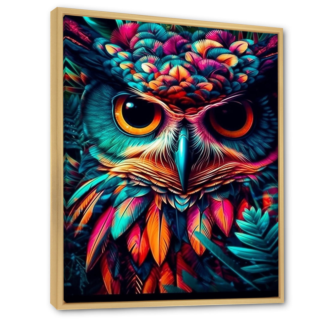 Portrait Of Psychedelic Wise Owl - Owl Canvas Wall Art