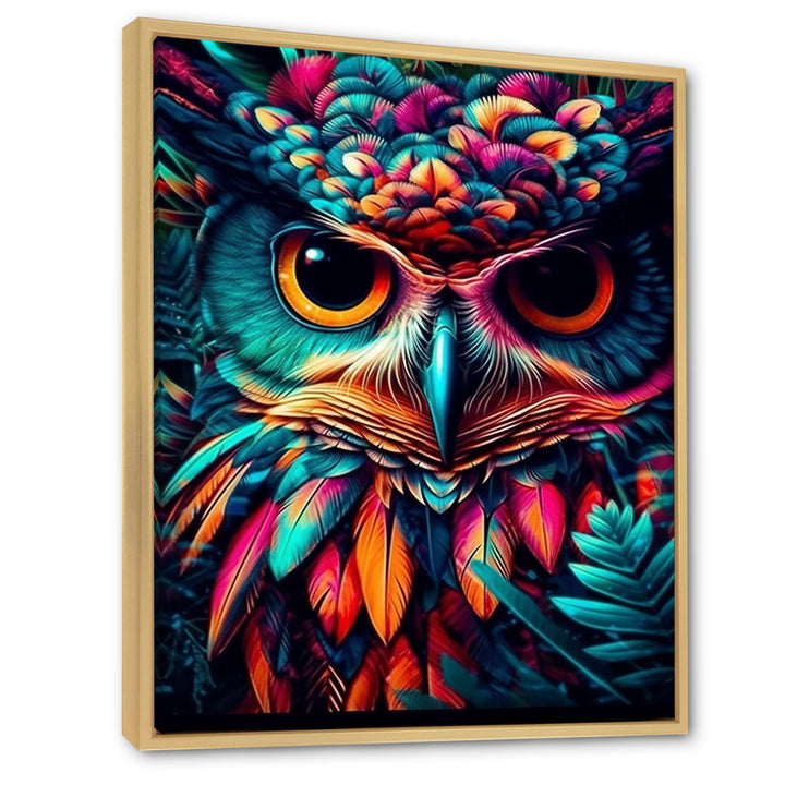 Portrait Of Psychedelic Wise Owl - Owl Canvas Wall Art