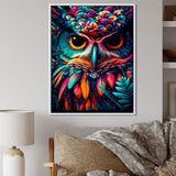 Portrait Of Psychedelic Wise Owl - Owl Canvas Wall Art