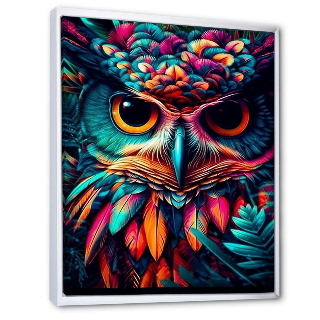 Portrait Of Psychedelic Wise Owl - Owl Canvas Wall Art