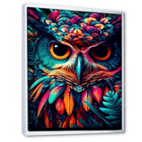 Portrait Of Psychedelic Wise Owl - Owl Canvas Wall Art