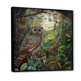 Portrait Of Magical And Wise Owl In The Forest - Owl Canvas Wall Art