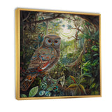 Portrait Of Magical And Wise Owl In The Forest - Owl Canvas Wall Art