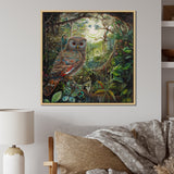 Portrait Of Magical And Wise Owl In The Forest - Owl Canvas Wall Art