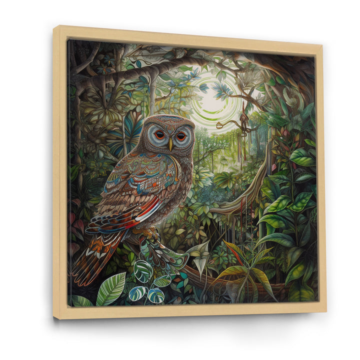 Portrait Of Magical And Wise Owl In The Forest - Owl Canvas Wall Art