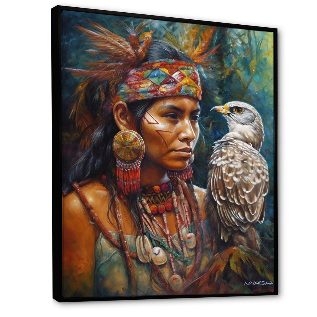 Native Woman With Magical Owl - Owl Wall Decor