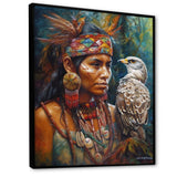 Native Woman With Magical Owl - Owl Wall Decor